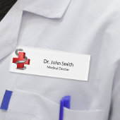 Rode Medische Kruis Symbool Slang Zilver Naambadge