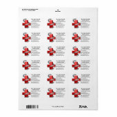 Rode Medische Kruis Symbool Zilveren Slang Etiket (Full Sheet)