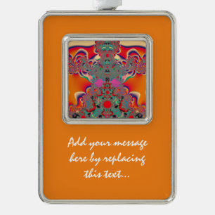 Rode Meditatieve Fractale Abstracte Kunst Verzilverd Kader Ornament