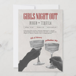 Rode  Meisjes Night Out Galentine's party Kaart