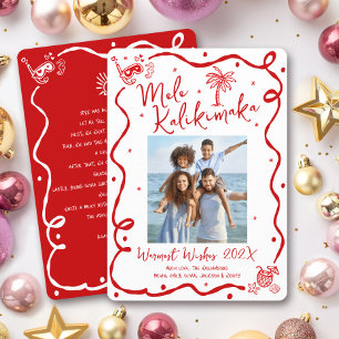 Rode Mele Kalikimaka Foto Hand Getekende Kerstmis Feestdagenkaart