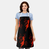 Rode melk schort (Gedragen)