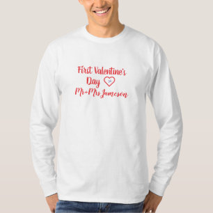 Rode meneer + mevrouw 1e Valentijnsdag T-shirt