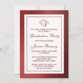 Rode Metallic Afstudeerhoed Afstudeerfeestje Kaart (Voorkant)