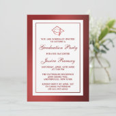 Rode Metallic Afstudeerhoed Afstudeerfeestje Kaart (Staand voorkant)