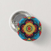 Rode Mexicaanse Talavera-tegel aardewerk Ronde Button 3,2 Cm (Voorkant /achterkant)