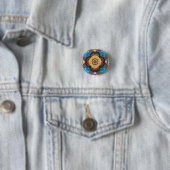 Rode Mexicaanse Talavera-tegel aardewerk Ronde Button 3,2 Cm (In situ)