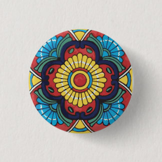 Rode Mexicaanse Talavera-tegel aardewerk  Ronde Button 3,2 Cm