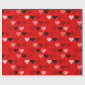 Rode Mid Century Modern Hearts Cadeaupapier (Vlak)