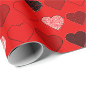 Rode Mid Century Modern Hearts Cadeaupapier (Rol Hoek)