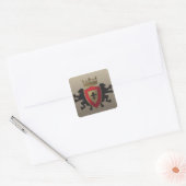 Rode middeleeuwse Lion Heraldry Stickers (Envelop)