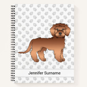 Rode Mini Goldendoodle Cartoon Hond & Tekst Notitieboek
