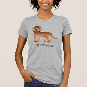 Rode Mini Goldendoodle Cartoon Hond & Tekst T-shirt