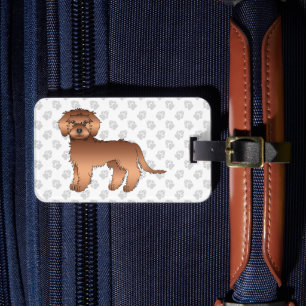 Rode Mini Goldendoodle Schattige Cartoon Hond & Te Bagagelabel