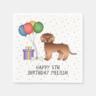 Rode Mini Goldendoodle Schattige Cartoon Hond Verj Servet