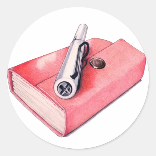 Rode Mini Schetsboek Sticker (Voorkant)