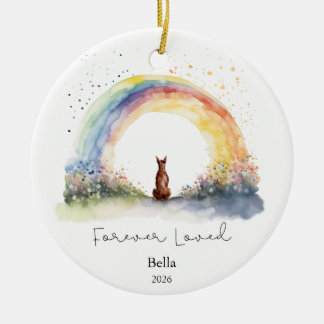 Rode Miniatuur Pinscher Rainbow Bridge-herdenking Keramisch Ornament