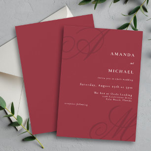 Rode Minimale Elegante Kalligrafie Monogram Bruilo Kaart