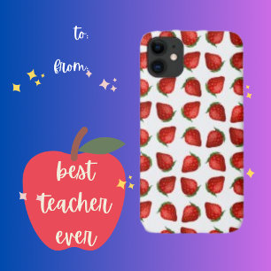 Rode minimalistische aardbeien achtergrond patroon iPhone 11 hoesje