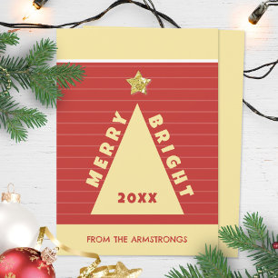 Rode Minimalistische Geometrische Kerstboom Feestdagenkaart