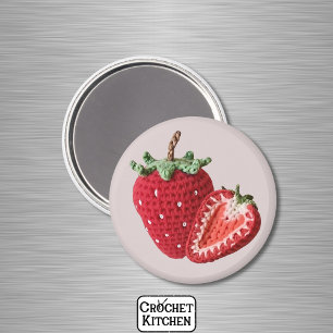 Rode minimalistische oma fruit haakaardbei magneet