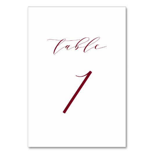 Rode minimalistische script tafelnummer 1 (Voorkant)