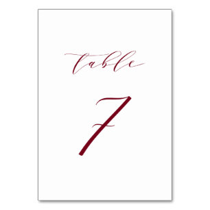Rode minimalistische script tafelnummer 7