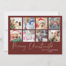 Rode minimalistische vrolijke kerst 9 foto collage