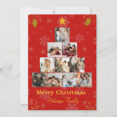 Rode minimalistische vrolijke kerst foto collage kaart (Voorkant)