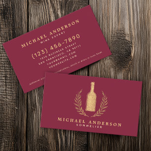 Rode minimalistische wijnsommelier barman visitekaartje