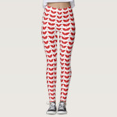 Rode Mistletoes op Witte Achtergrond Kerstmis Leggings (Voorkant)