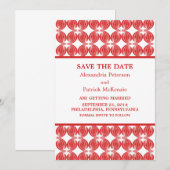 Rode Modern Deco Save the Date Uitnodiging (Voorkant / Achterkant)