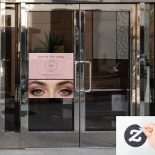 Rode Modern Logo Foto Make-up Bedrijf Raamsticker