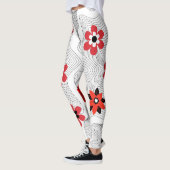 Rode moderne bloemen leggings (Links)