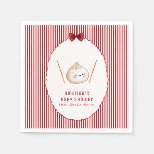 Rode Moderne Boog Aziatische Dumpling Baby Shower Servet
