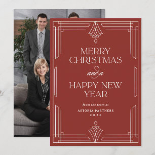 Rode Moderne Deco Elegante Zakelijke Kerstkaart