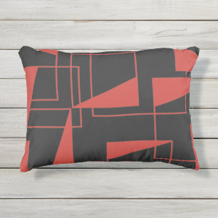 Rode, moderne, dynamische, trendy geometrische pat buitenkussen