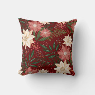 Rode Moderne Festive Kerst Poinsettia Vakantie Kussen