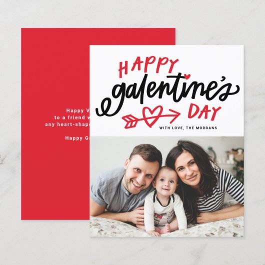 Rode moderne kalligrafie Foto Happy Galentine's Da (Voorkant / Achterkant)