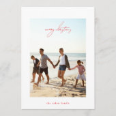 rode moderne kerstkaart met kalligrafie en fotolij (Voorkant)