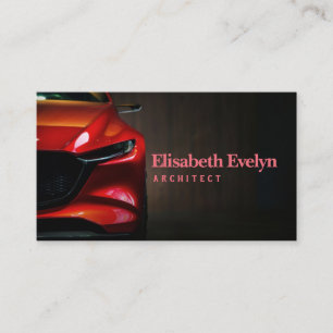 Rode moderne koplampen op zwarte achtergrond visitekaartje