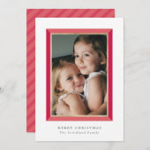 Rode moderne Lijsten kerstkaart (Voorkant / Achterkant)