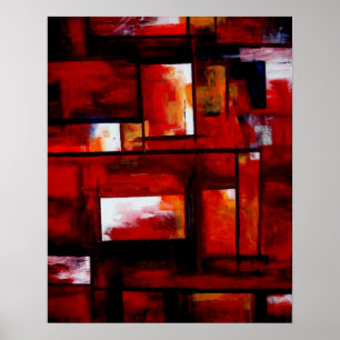 Rode moderne oriëntaalse abstracte posterprint poster