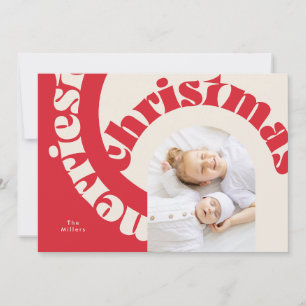 Rode moderne vetgedrukte typografie kerst platte f feestdagenkaart
