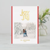 Rode moderne vrolijke 1 foto folie feestdagenkaart (Staand Voorkant)