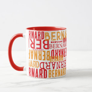 Rode mok met koele typografie van namen