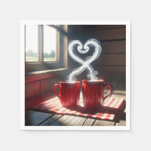 Rode Mokken met stomende hartverbinding Servet