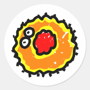 Rode mondkiemen van de Cartoon Ronde Sticker