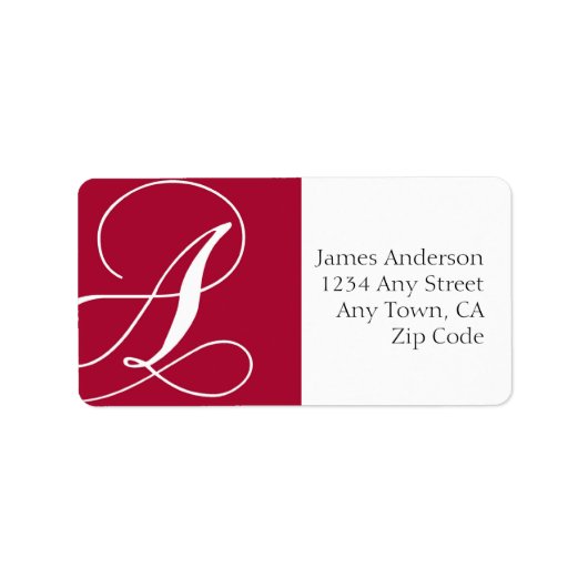 Rode Monogram A-Adresetiketten Etiket (Voorkant)