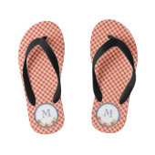 Rode  monogram bloemen kinder teenslippers (Voetbed)